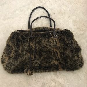 Bueno Fuzzy Brown Patterned Bag